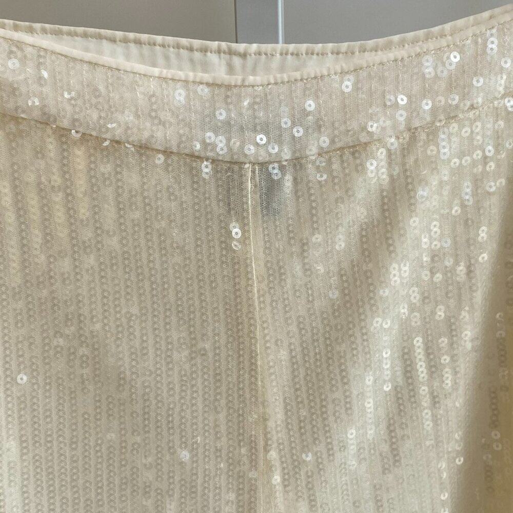 MINT House of Harlow 1960 Revolve Wide Leg Sequin pants High Waist Cream Size 6 - Picture 3 of 8